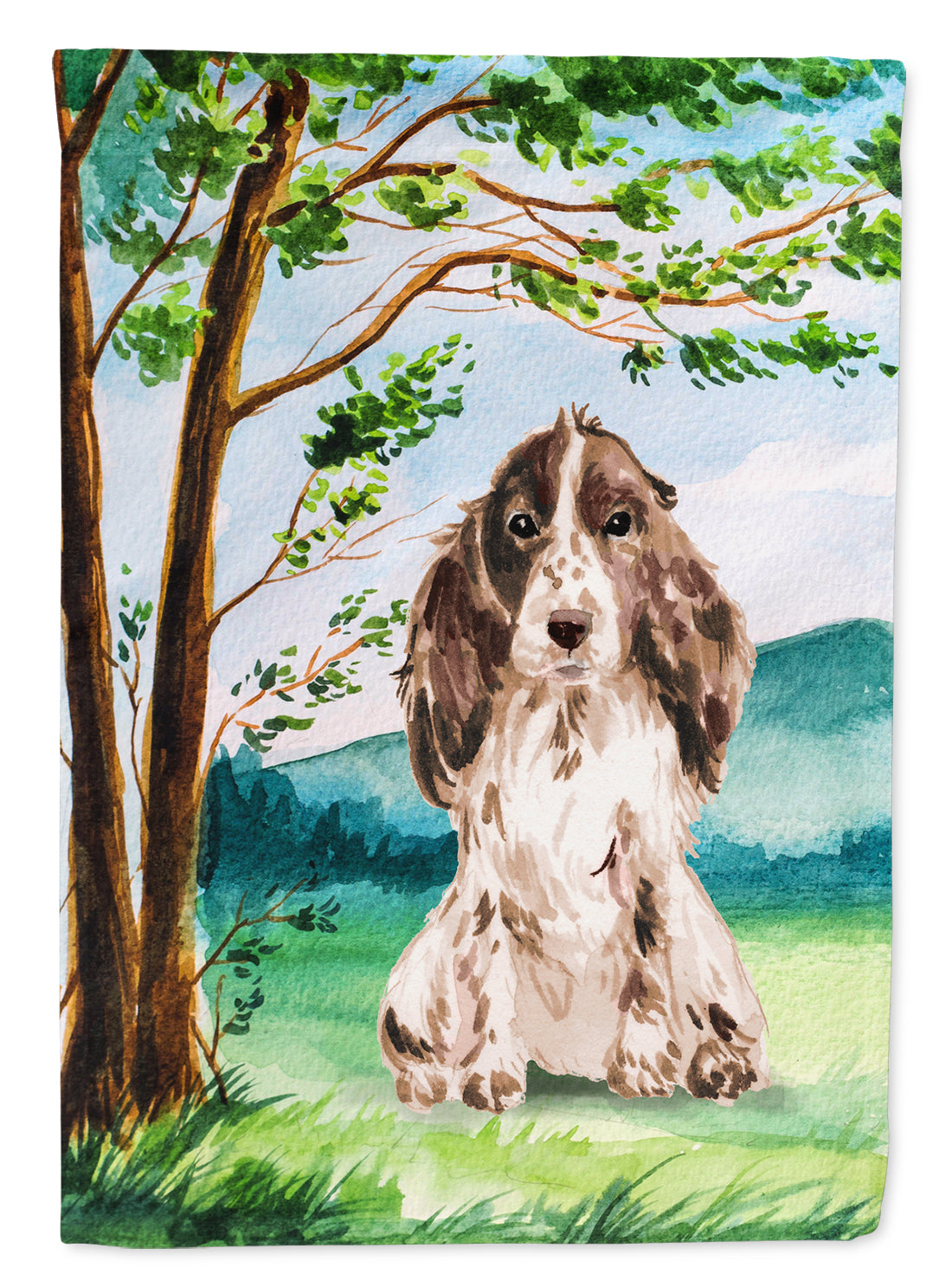 Under the Tree Chocolate Parti Cocker Spaniel Flag Canvas House Size CK2022CHF  the-store.com.