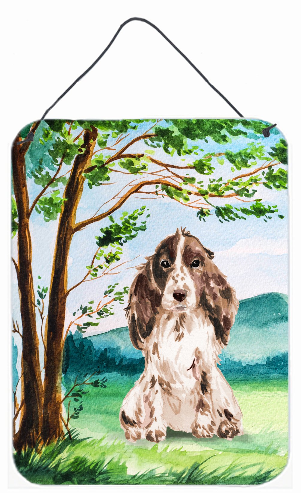 Under the Tree Chocolate Parti Cocker Spaniel Wall or Door Hanging Prints CK2022DS1216 by Caroline's Treasures