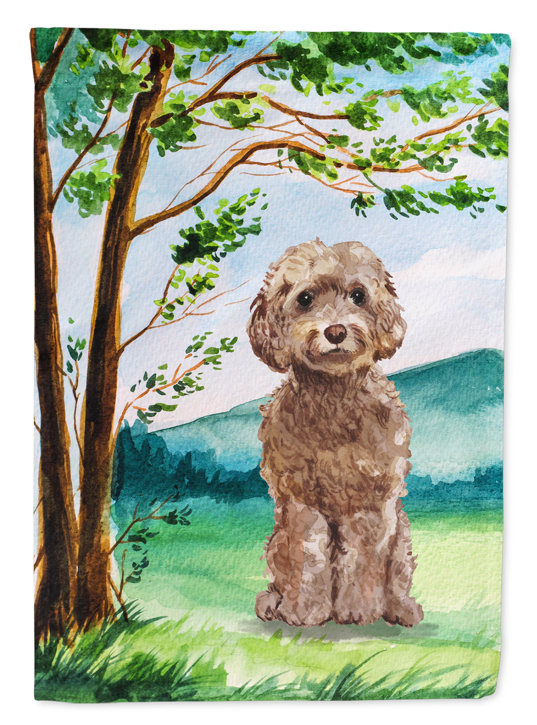 Under the Tree Labradoodle Flag Canvas House Size CK2023CHF