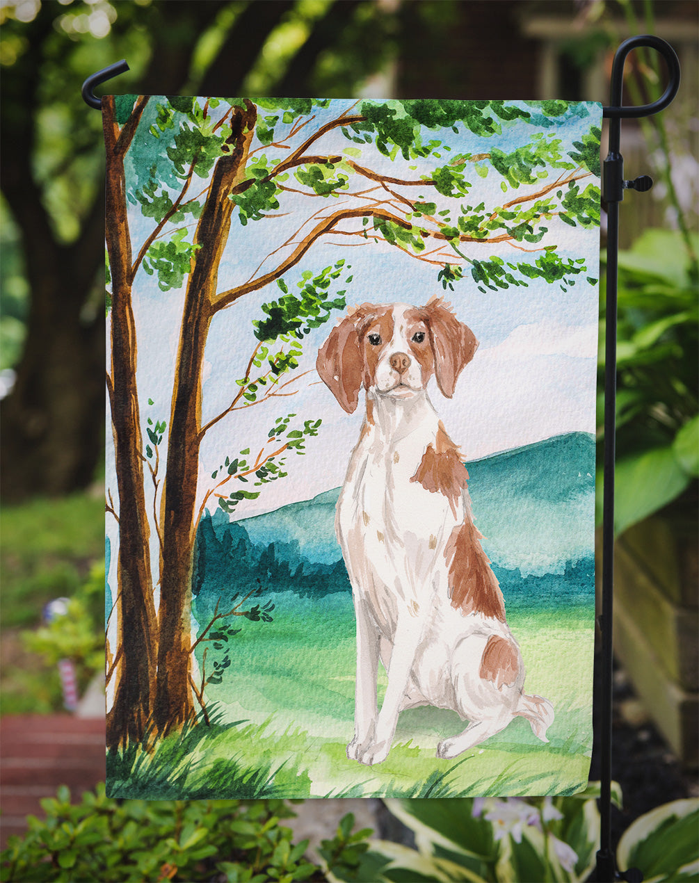 Under the Tree Brittany Spaniel Flag Garden Size CK2024GF  the-store.com.