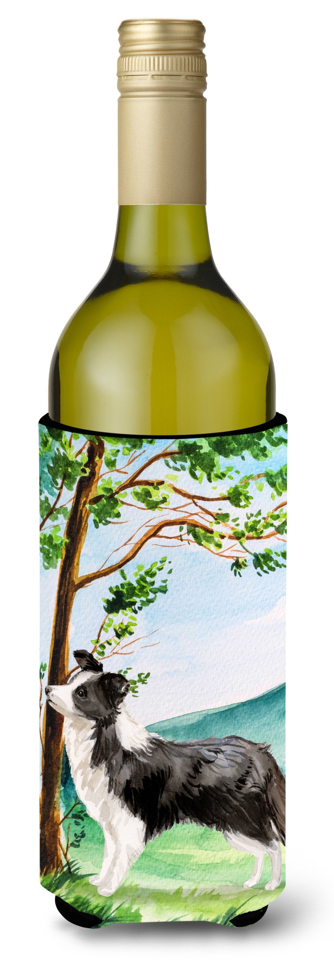 Under the Tree Border Collie Wine Bottle Beverage Insulator Hugger CK2025LITERK by Caroline&#39;s Treasures