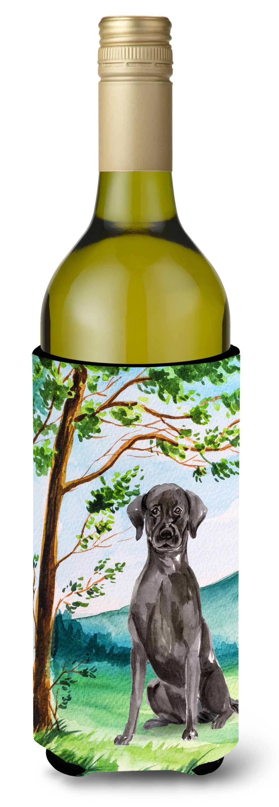 Under the Tree Black Labrador Wine Bottle Beverage Insulator Hugger CK2027LITERK by Caroline&#39;s Treasures