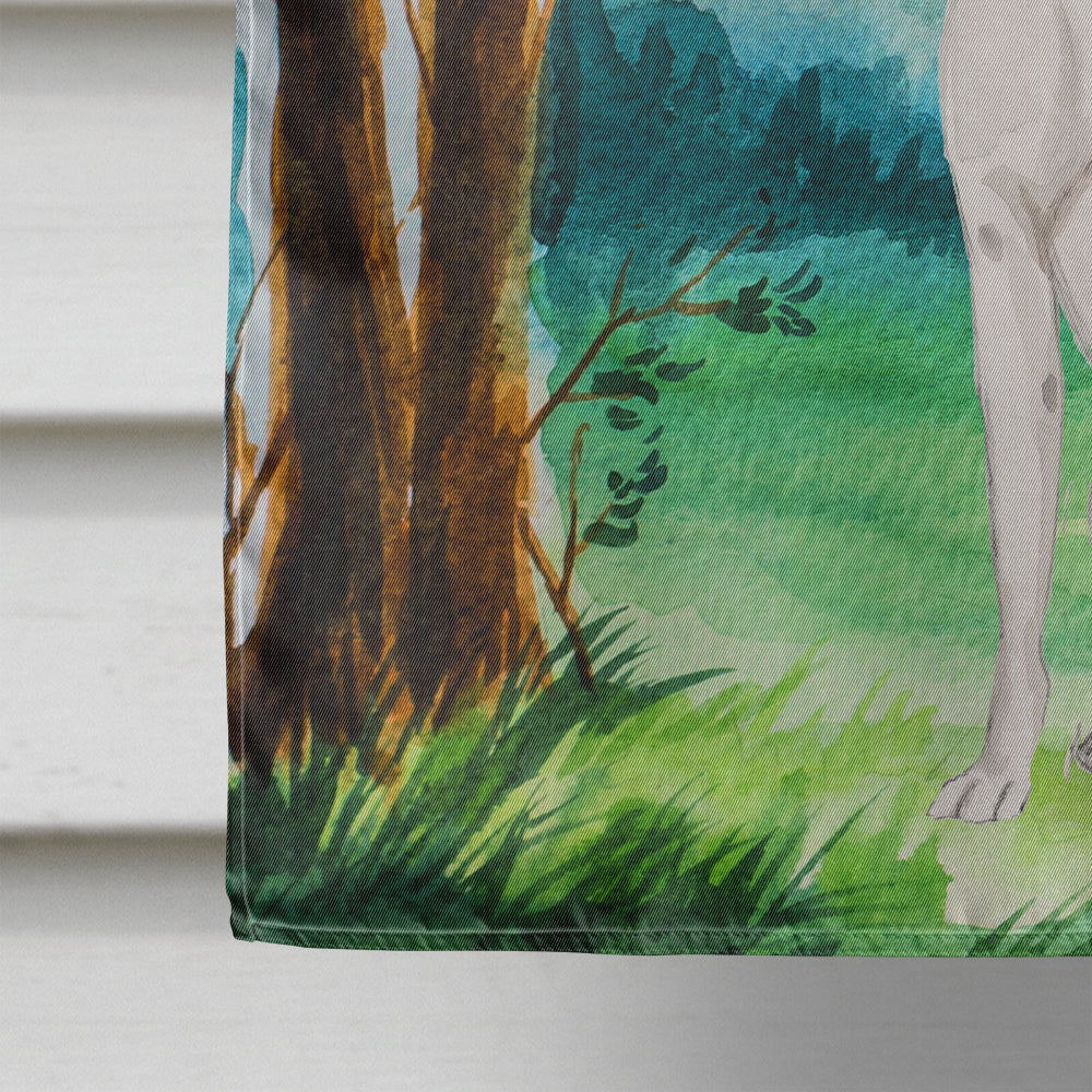Under the Tree White Staffie Bull Terrier Flag Canvas House Size CK2031CHF  the-store.com.