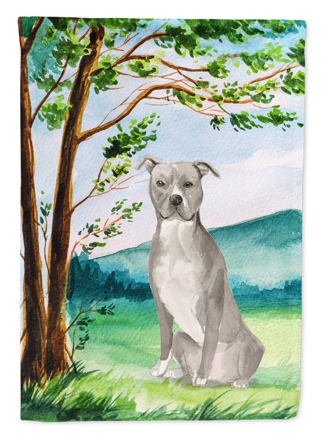 Under the Tree Staffordshire Bull Terrier Flag Canvas House Size CK2032CHF