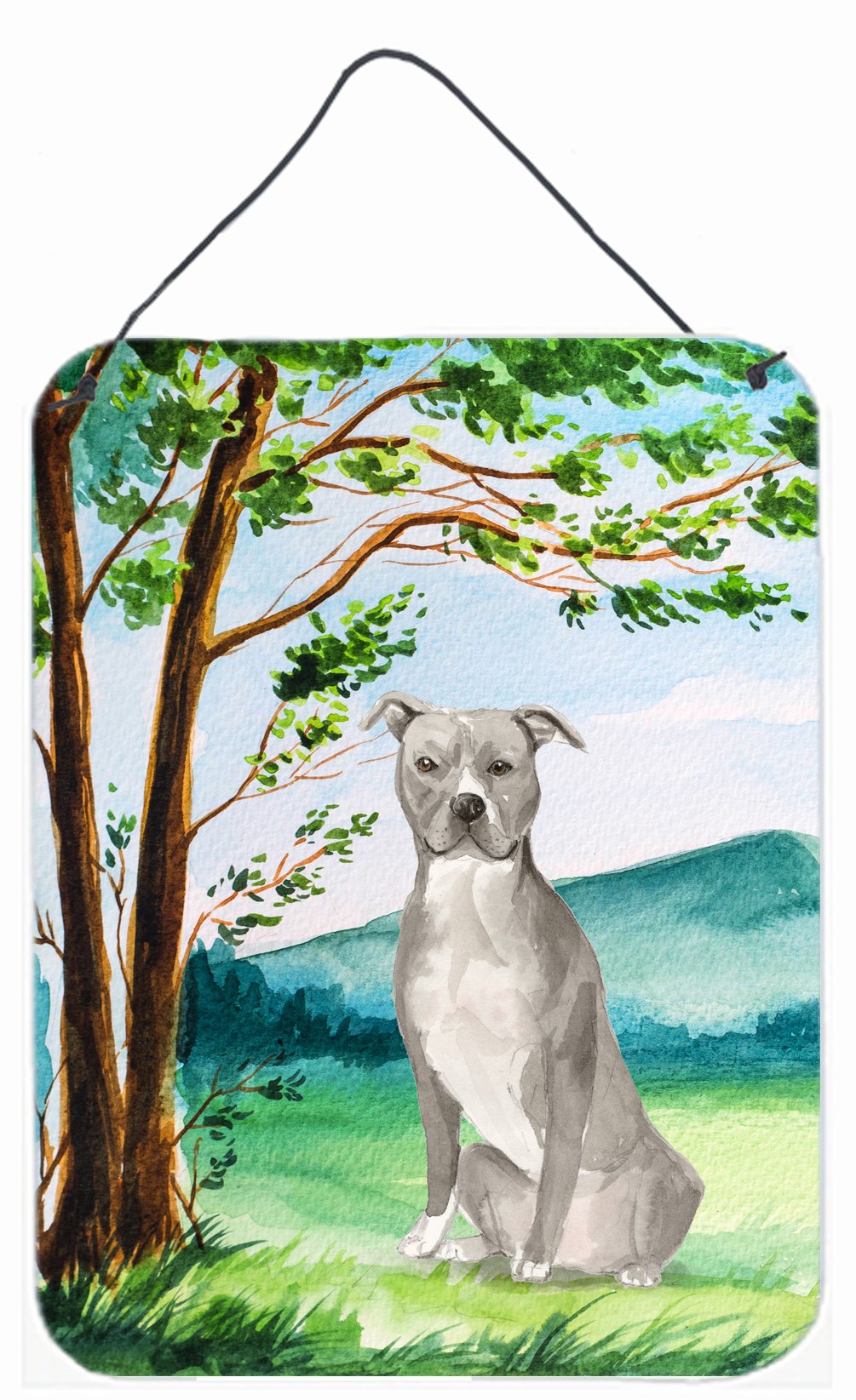 Under the Tree Staffordshire Bull Terrier Wall or Door Hanging Prints CK2032DS1216 by Caroline&#39;s Treasures