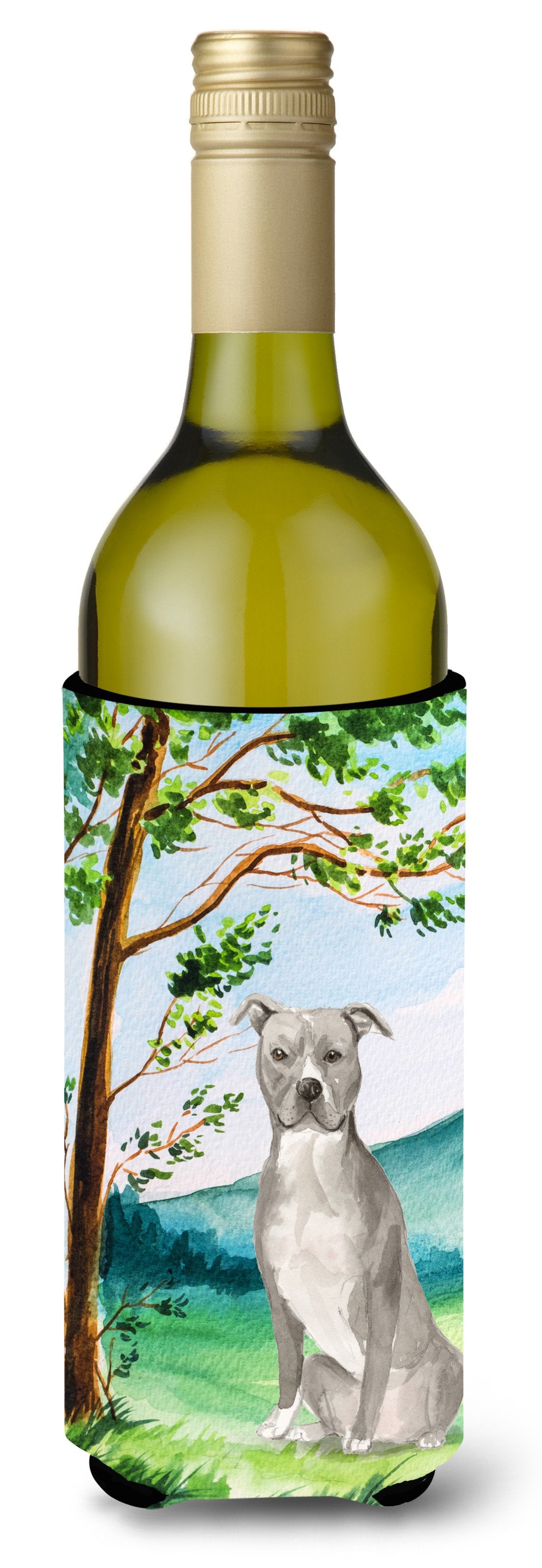 Under the Tree Staffordshire Bull Terrier Wine Bottle Beverage Insulator Hugger CK2032LITERK by Caroline&#39;s Treasures