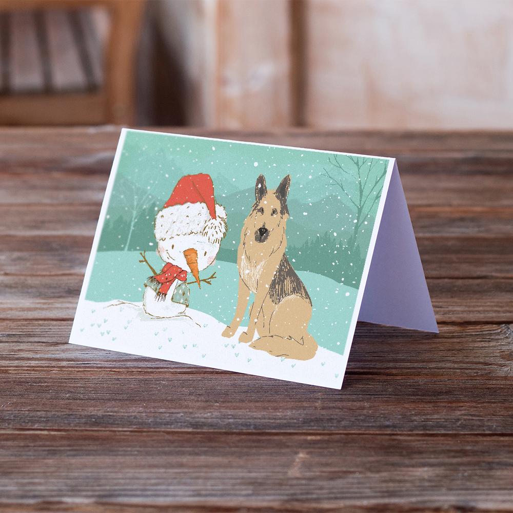 Buy this German Shepherd and Snowman Christmas Greeting Cards and Envelopes Pack of 8