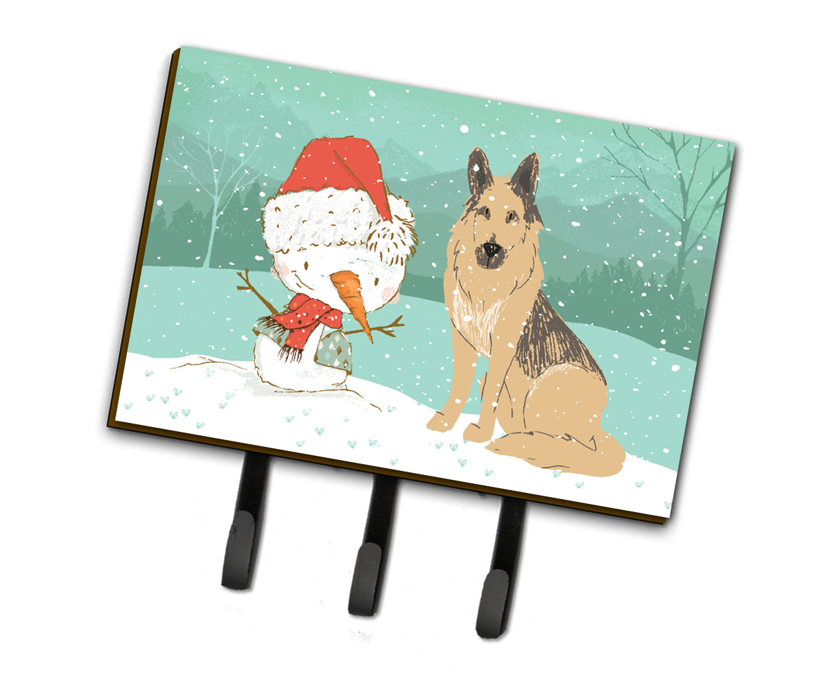 German Shepherd and Snowman Christmas Leash or Key Holder CK2033TH68