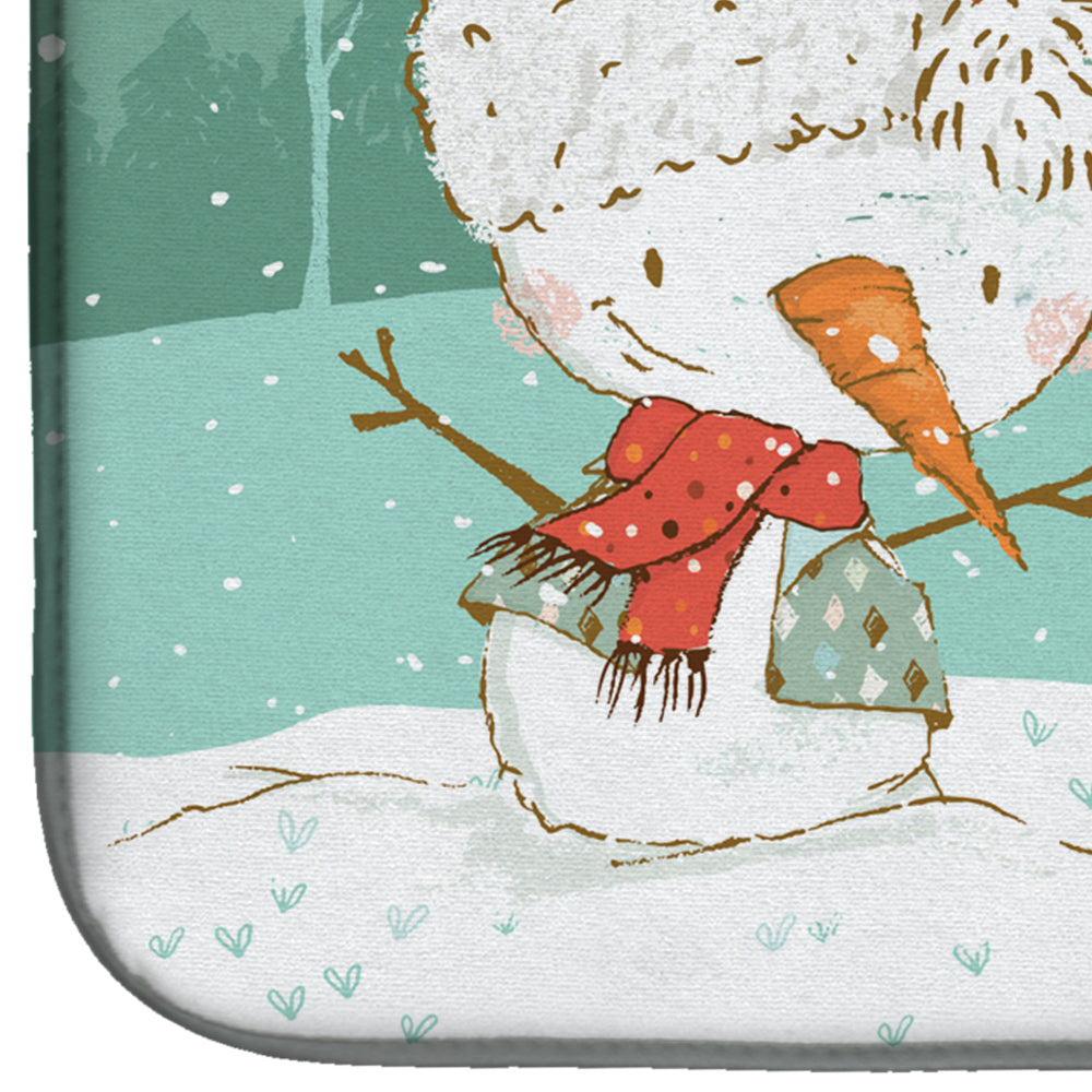 White Boxer and Snowman Christmas Dish Drying Mat CK2034DDM