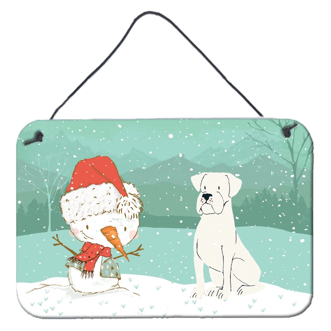 White Boxer and Snowman Christmas Wall or Door Hanging Prints CK2034DS812 by Caroline&#39;s Treasures
