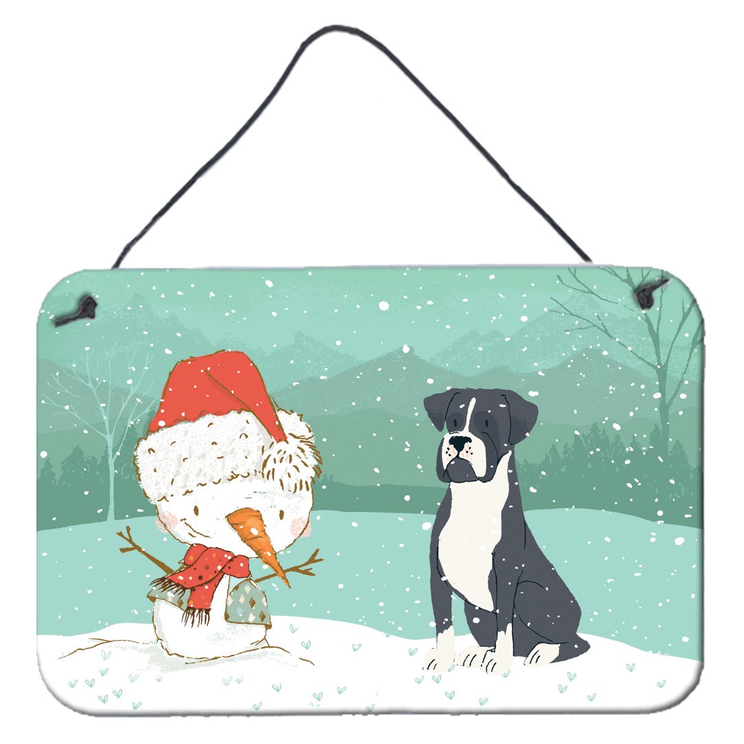 Black Boxer and Snowman Christmas Wall or Door Hanging Prints CK2035DS812 by Caroline&#39;s Treasures