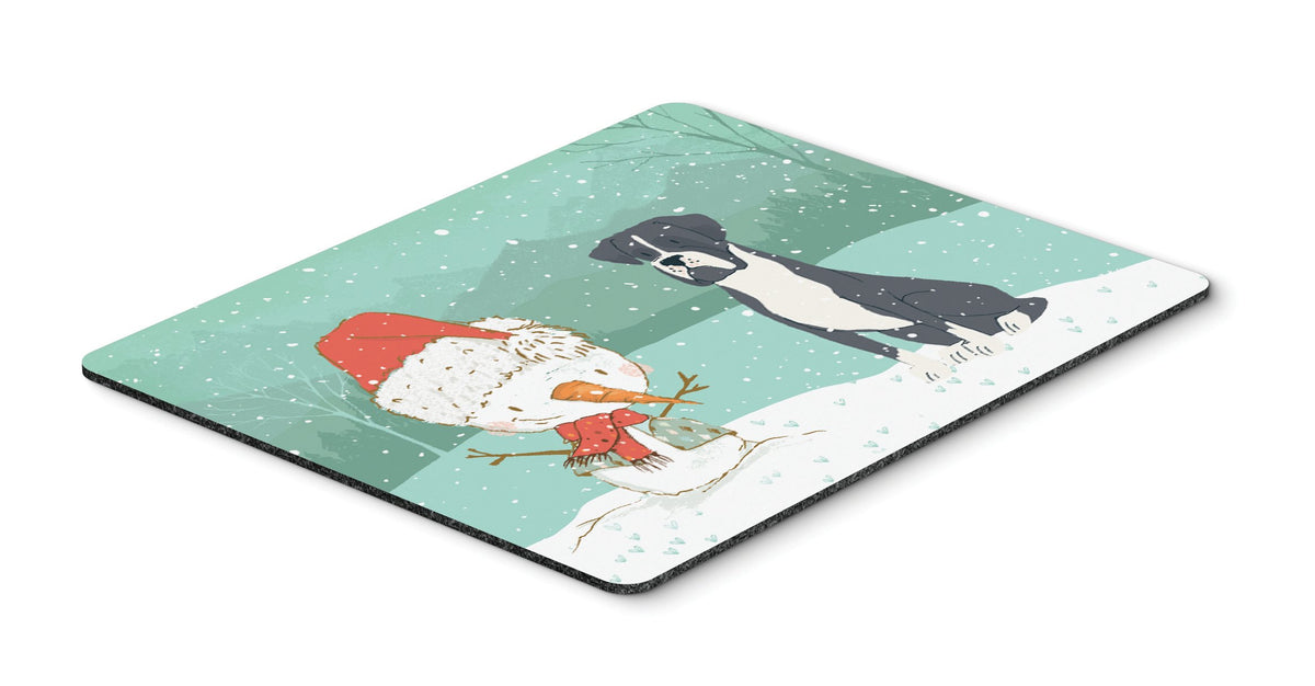Black Boxer and Snowman Christmas Mouse Pad, Hot Pad or Trivet CK2035MP by Caroline&#39;s Treasures