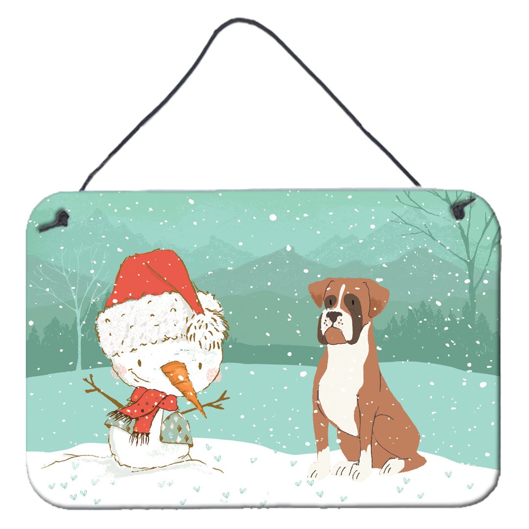 Fawn Boxer and Snowman Christmas Wall or Door Hanging Prints CK2036DS812 by Caroline&#39;s Treasures