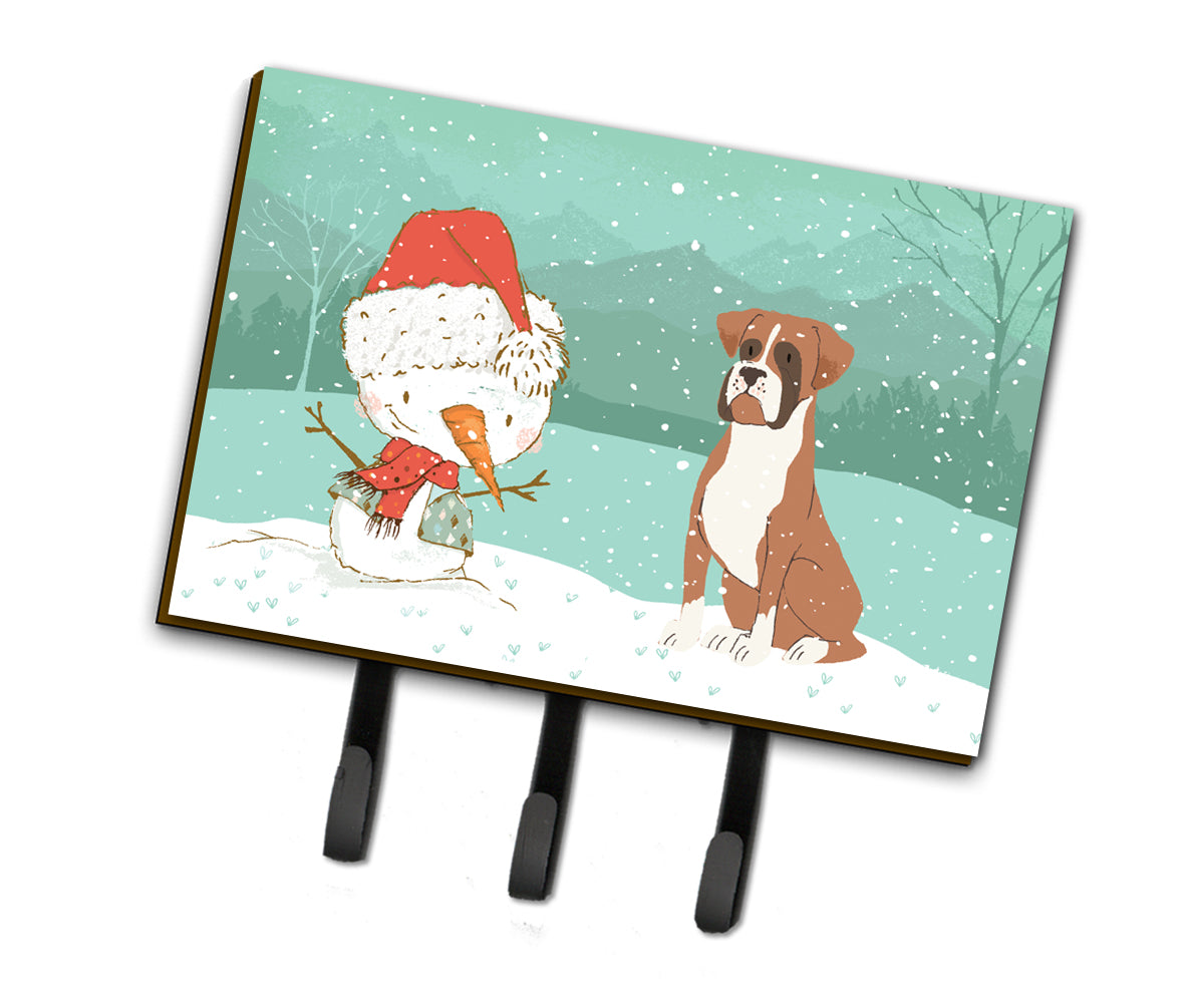 Fawn Boxer and Snowman Christmas Leash or Key Holder CK2036TH68  the-store.com.