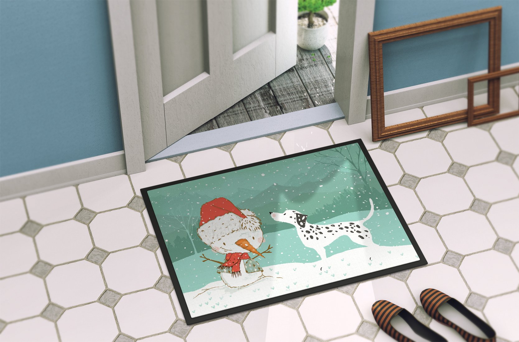 Dalmatian and Snowman Christmas Indoor or Outdoor Mat 24x36 CK2037JMAT by Caroline's Treasures