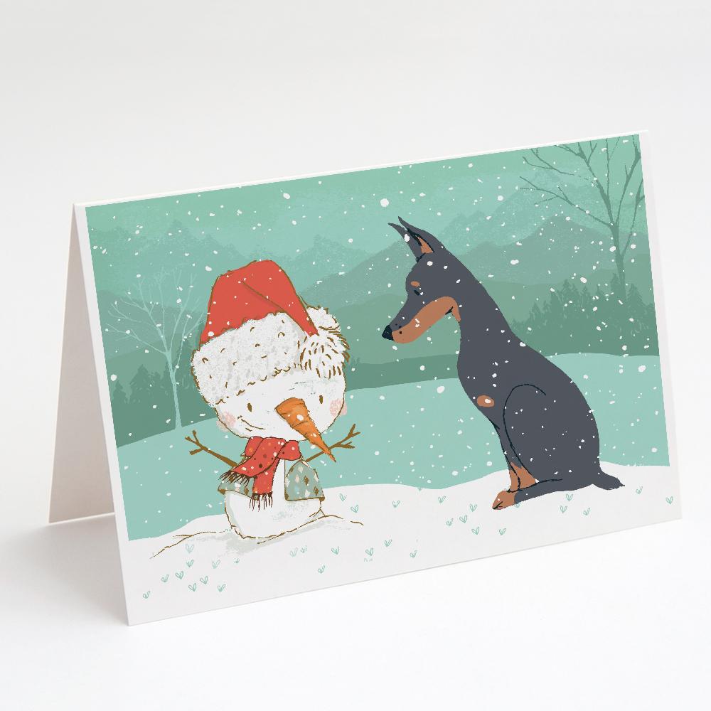 Buy this Doberman and Snowman Christmas Greeting Cards and Envelopes Pack of 8