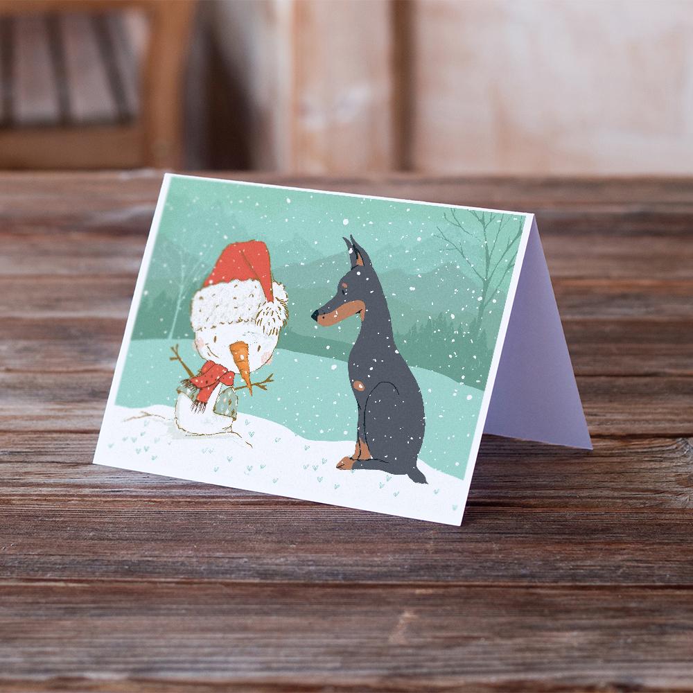 Buy this Doberman and Snowman Christmas Greeting Cards and Envelopes Pack of 8