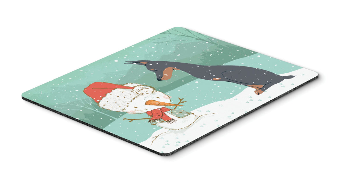 Doberman and Snowman Christmas Mouse Pad, Hot Pad or Trivet CK2038MP by Caroline&#39;s Treasures
