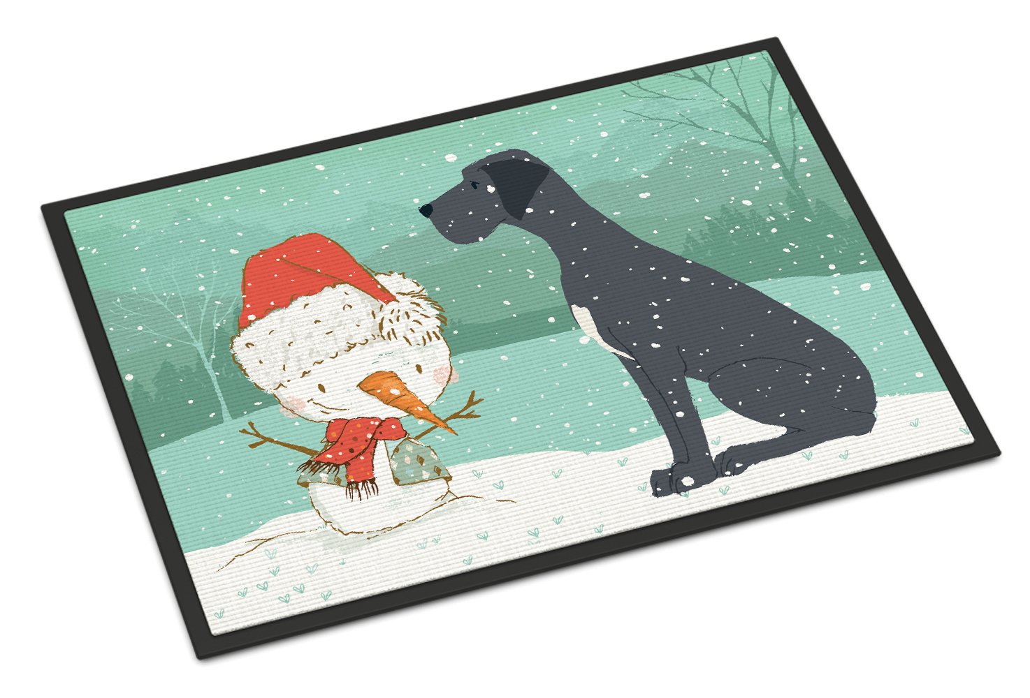Black Great Dane and Snowman Christmas Indoor or Outdoor Mat 24x36 CK2039JMAT by Caroline's Treasures