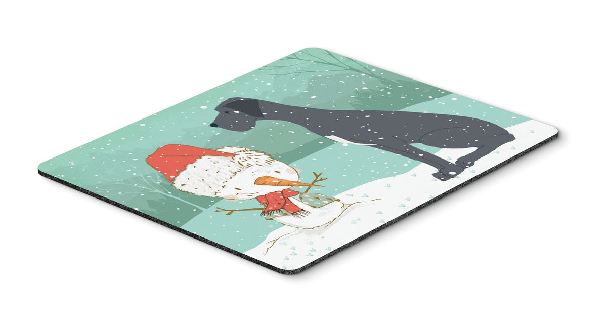 Black Great Dane and Snowman Christmas Mouse Pad, Hot Pad or Trivet CK2039MP by Caroline&#39;s Treasures