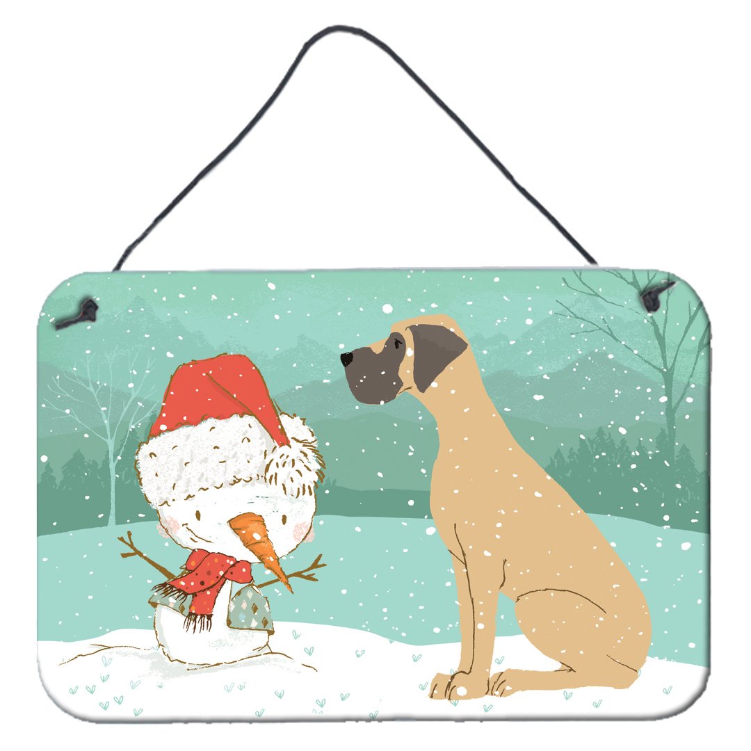 Fawn Natural Great Dane Snowman Christmas Wall or Door Hanging Prints CK2040DS812 by Caroline&#39;s Treasures