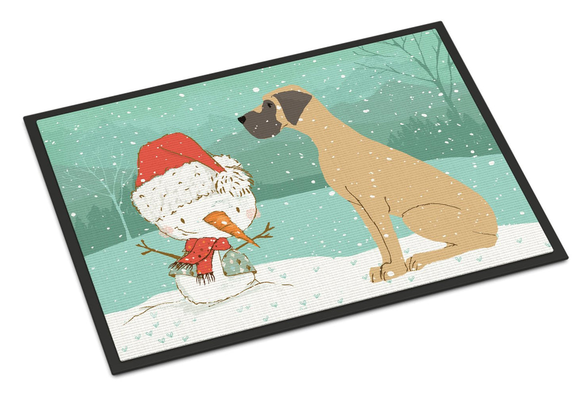 Fawn Natural Great Dane Snowman Christmas Indoor or Outdoor Mat 24x36 CK2040JMAT by Caroline&#39;s Treasures