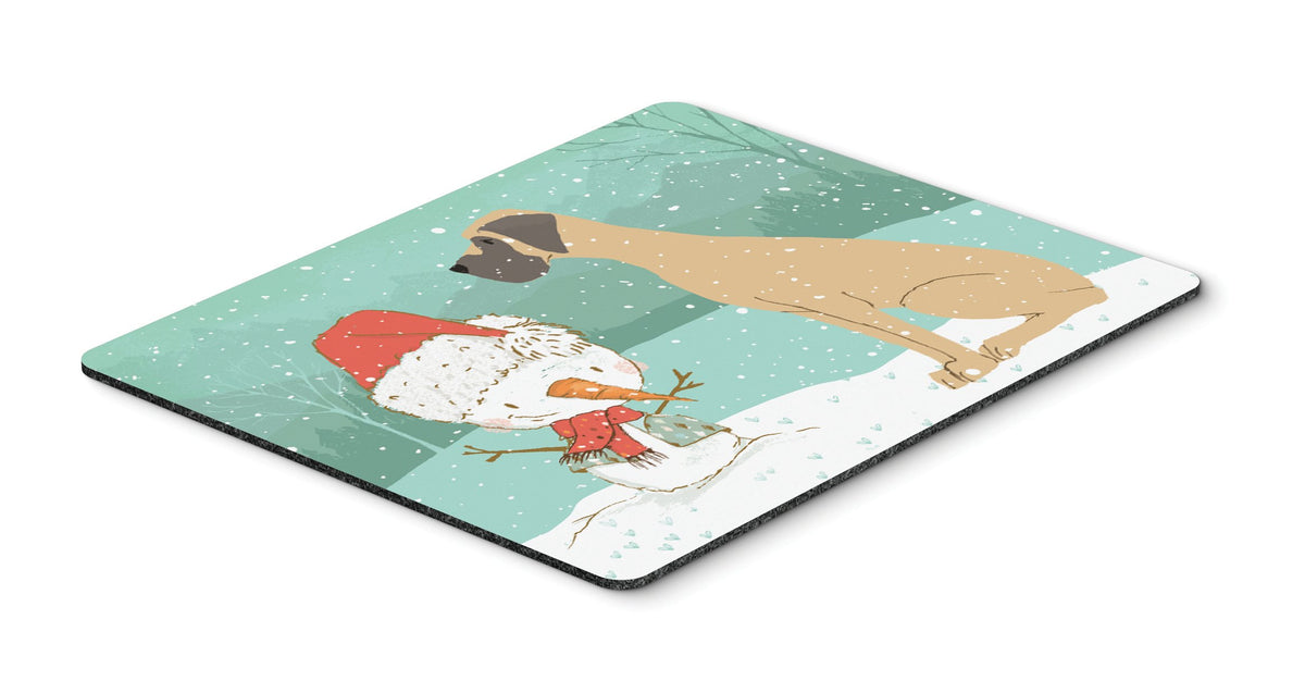 Fawn Natural Great Dane Snowman Christmas Mouse Pad, Hot Pad or Trivet CK2040MP by Caroline&#39;s Treasures