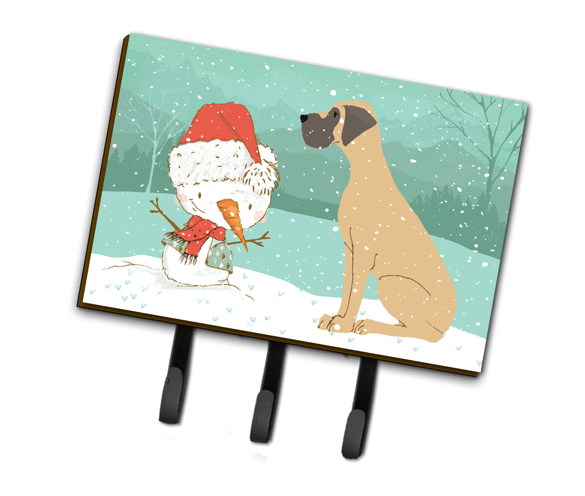 Fawn Natural Great Dane Snowman Christmas Leash or Key Holder CK2040TH68  the-store.com.