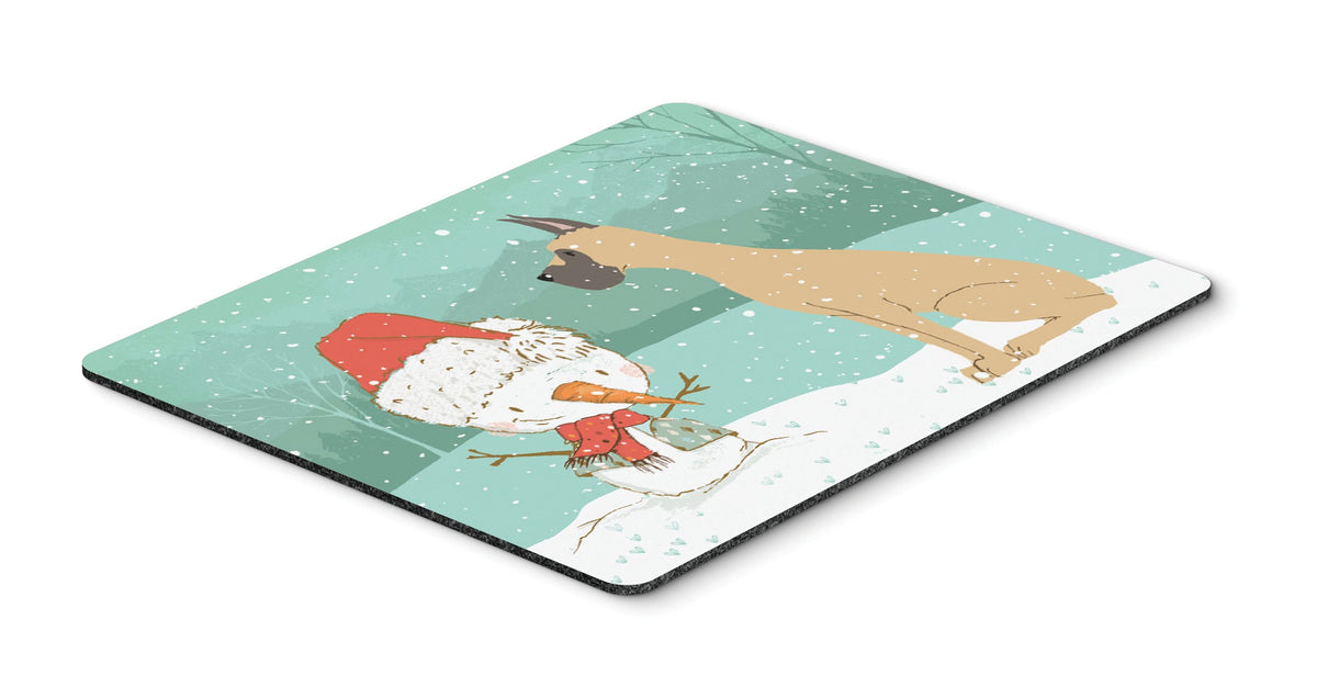 Cropped Fawn Great Dane Snowman Christmas Mouse Pad, Hot Pad or Trivet CK2041MP by Caroline&#39;s Treasures