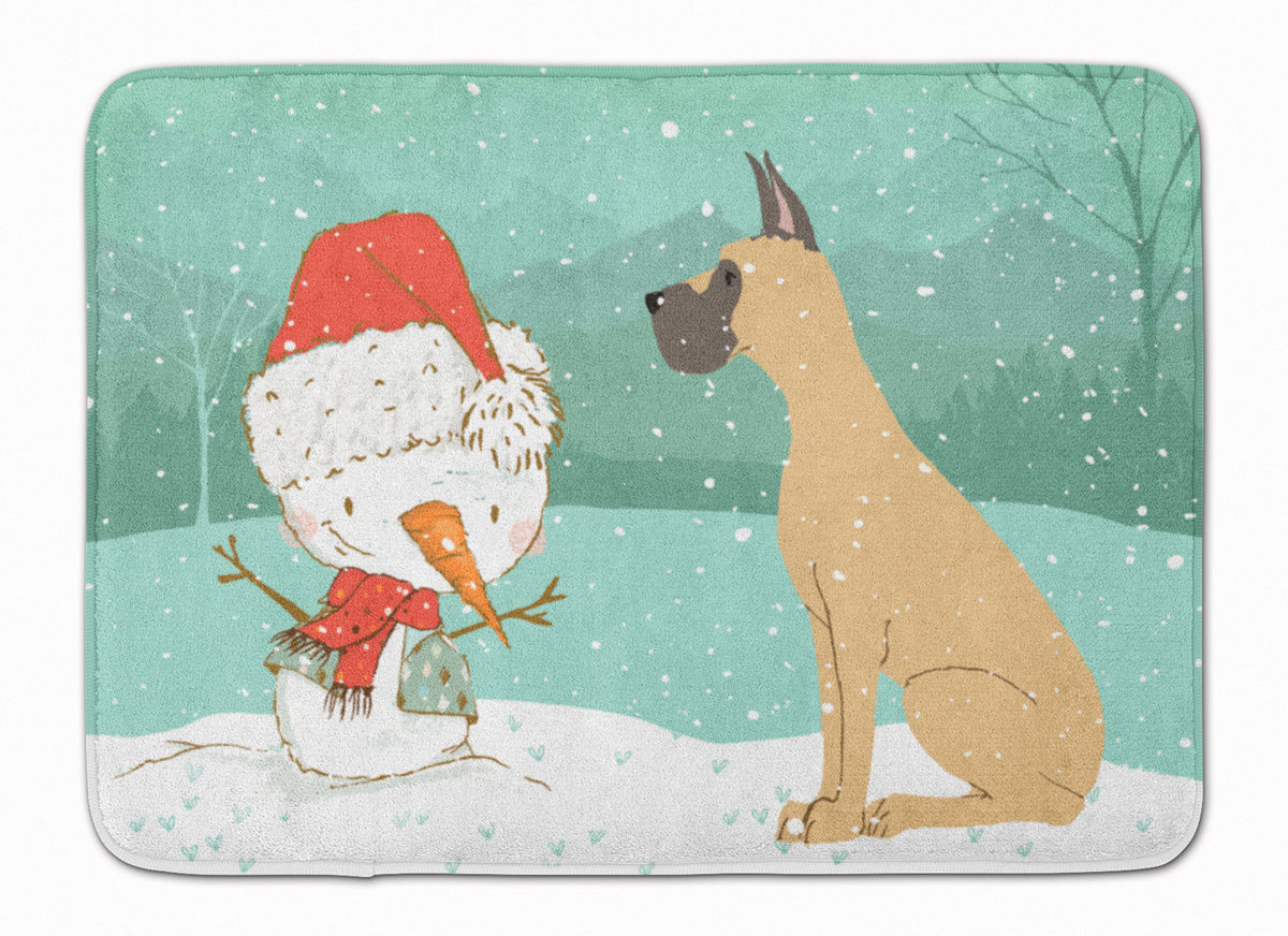 Cropped Fawn Great Dane Snowman Christmas Machine Washable Memory Foam Mat CK2041RUG - the-store.com