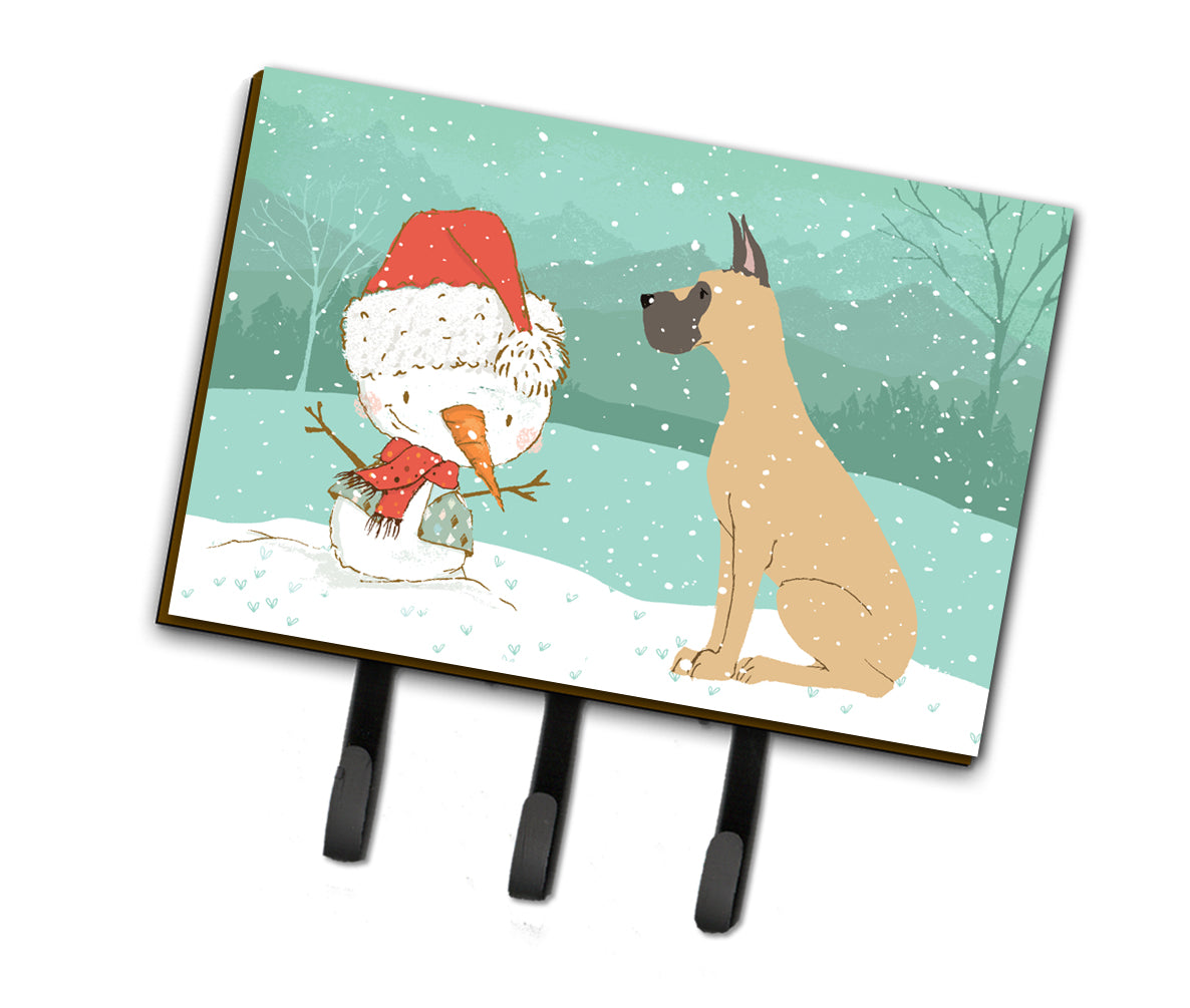 Cropped Fawn Great Dane Snowman Christmas Leash or Key Holder CK2041TH68  the-store.com.