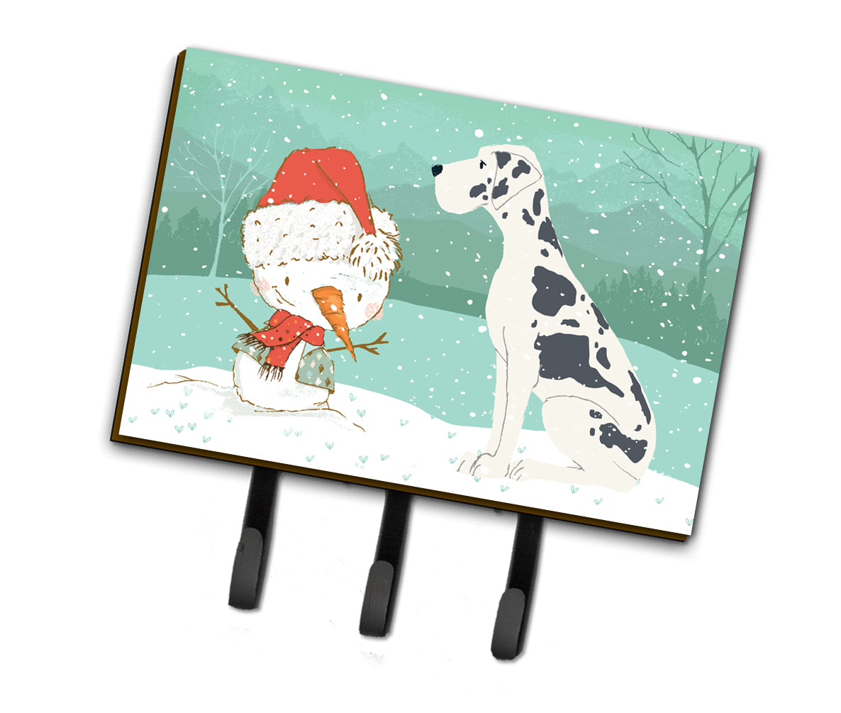 Harlequin Great Dane Snowman Christmas Leash or Key Holder CK2042TH68