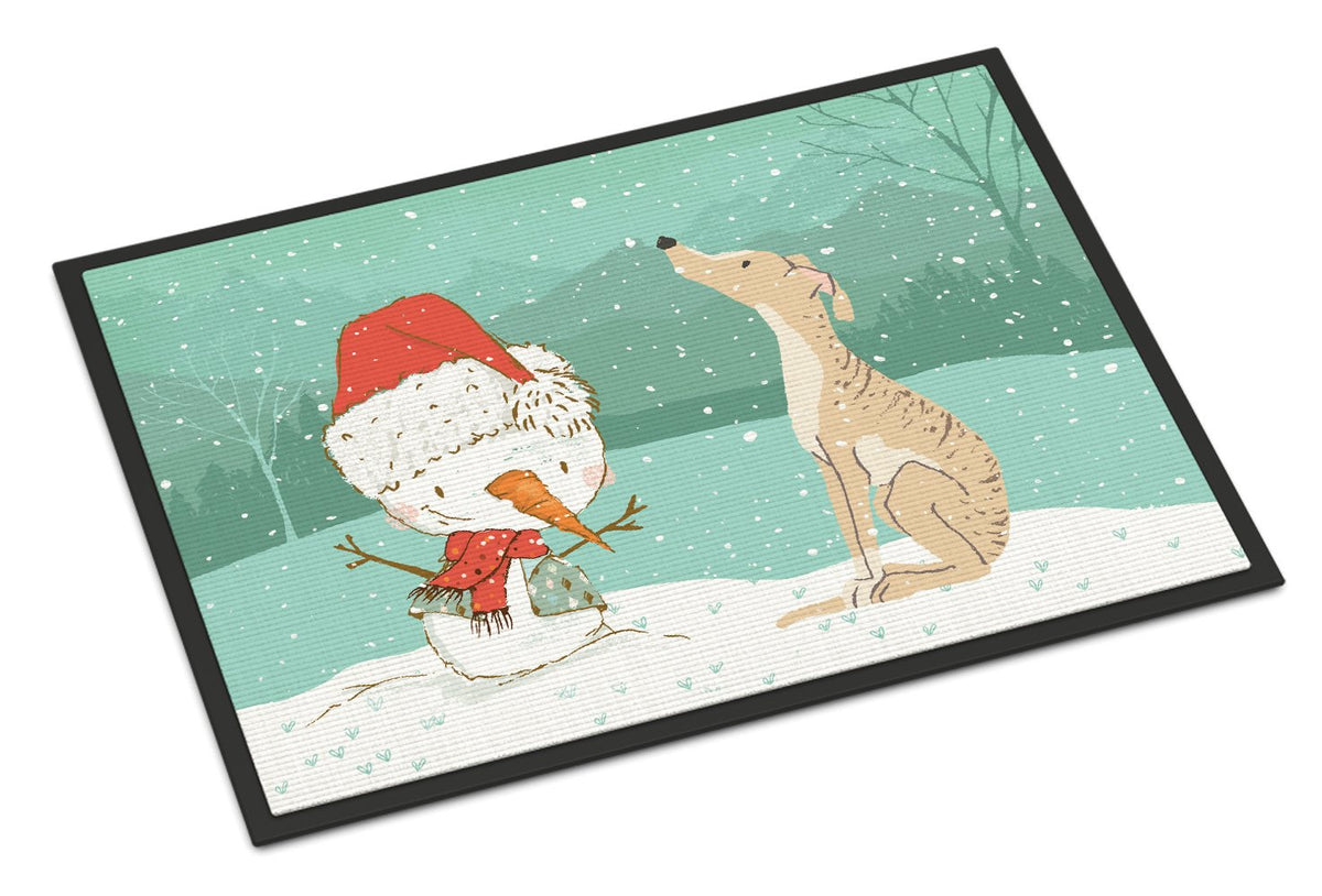 Brindle Greyhound Snowman Christmas Indoor or Outdoor Mat 24x36 CK2043JMAT by Caroline&#39;s Treasures