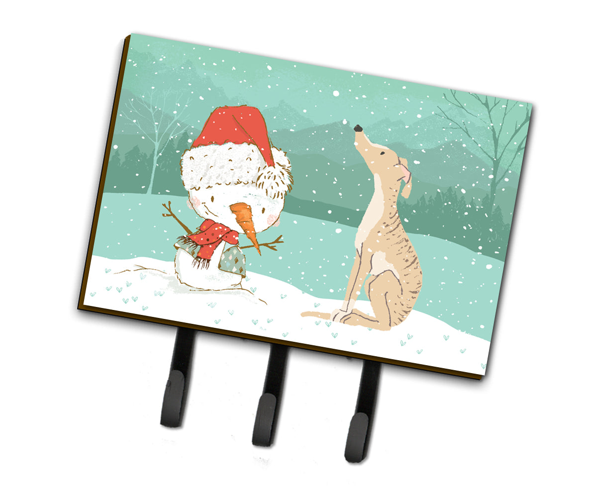 Brindle Greyhound Snowman Christmas Leash or Key Holder CK2043TH68