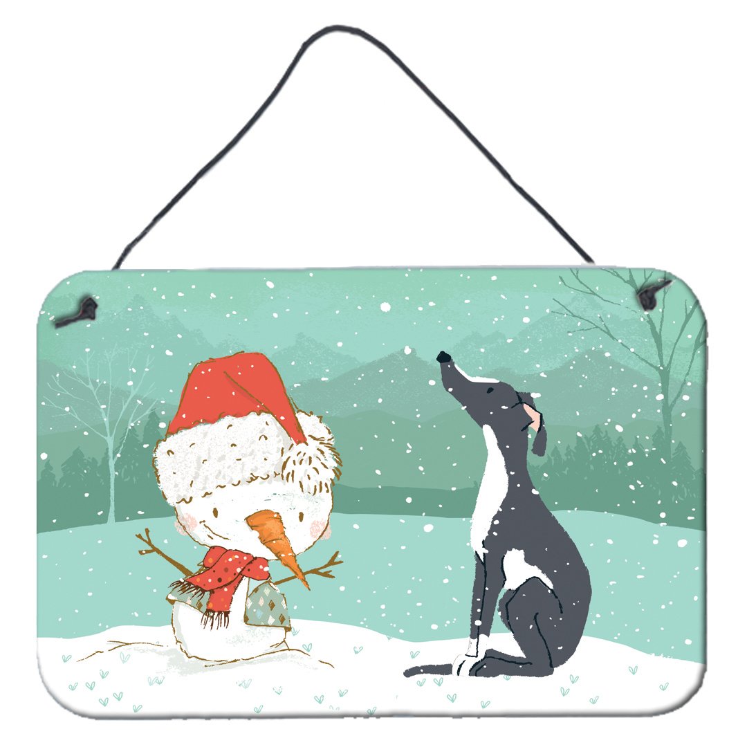 Black Greyhound Snowman Christmas Wall or Door Hanging Prints CK2044DS812 by Caroline&#39;s Treasures
