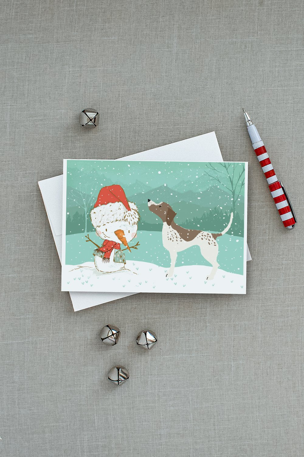 German Shorthair Snowman Christmas Greeting Cards and Envelopes Pack of 8 - the-store.com