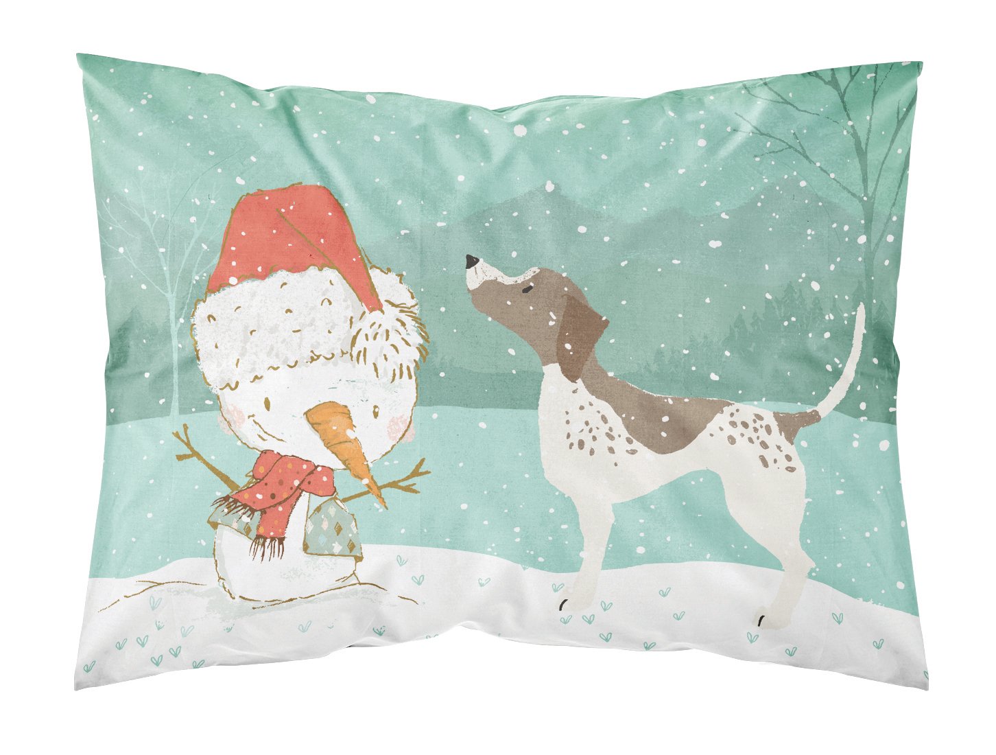 German Shorthair Snowman Christmas Fabric Standard Pillowcase CK2045PILLOWCASE by Caroline's Treasures