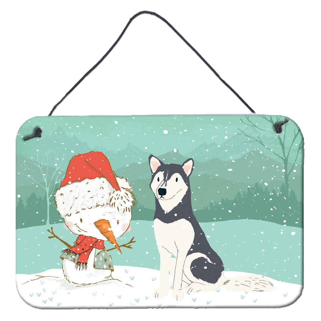 Siberian Husky Snowman Christmas Wall or Door Hanging Prints CK2046DS812 by Caroline&#39;s Treasures