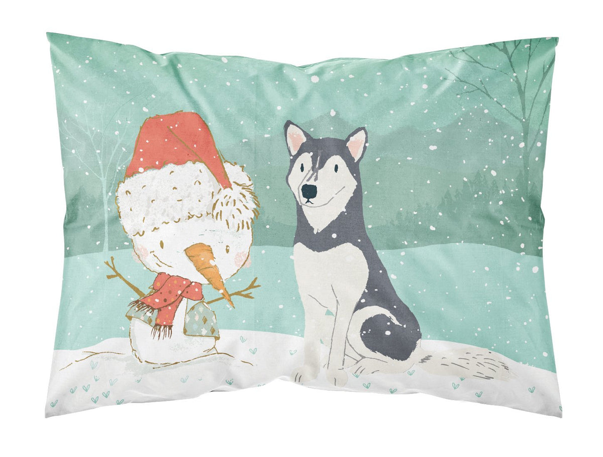 Siberian Husky Snowman Christmas Fabric Standard Pillowcase CK2046PILLOWCASE by Caroline&#39;s Treasures