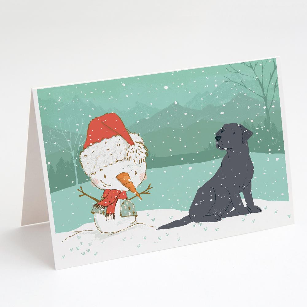 Buy this Black Labrador Snowman Christmas Greeting Cards and Envelopes Pack of 8