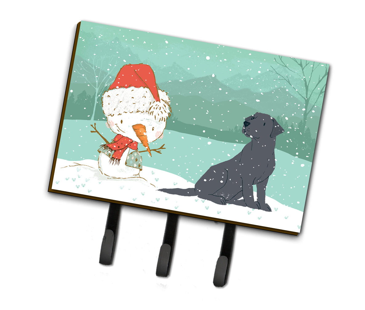 Black Labrador Snowman Christmas Leash or Key Holder CK2047TH68