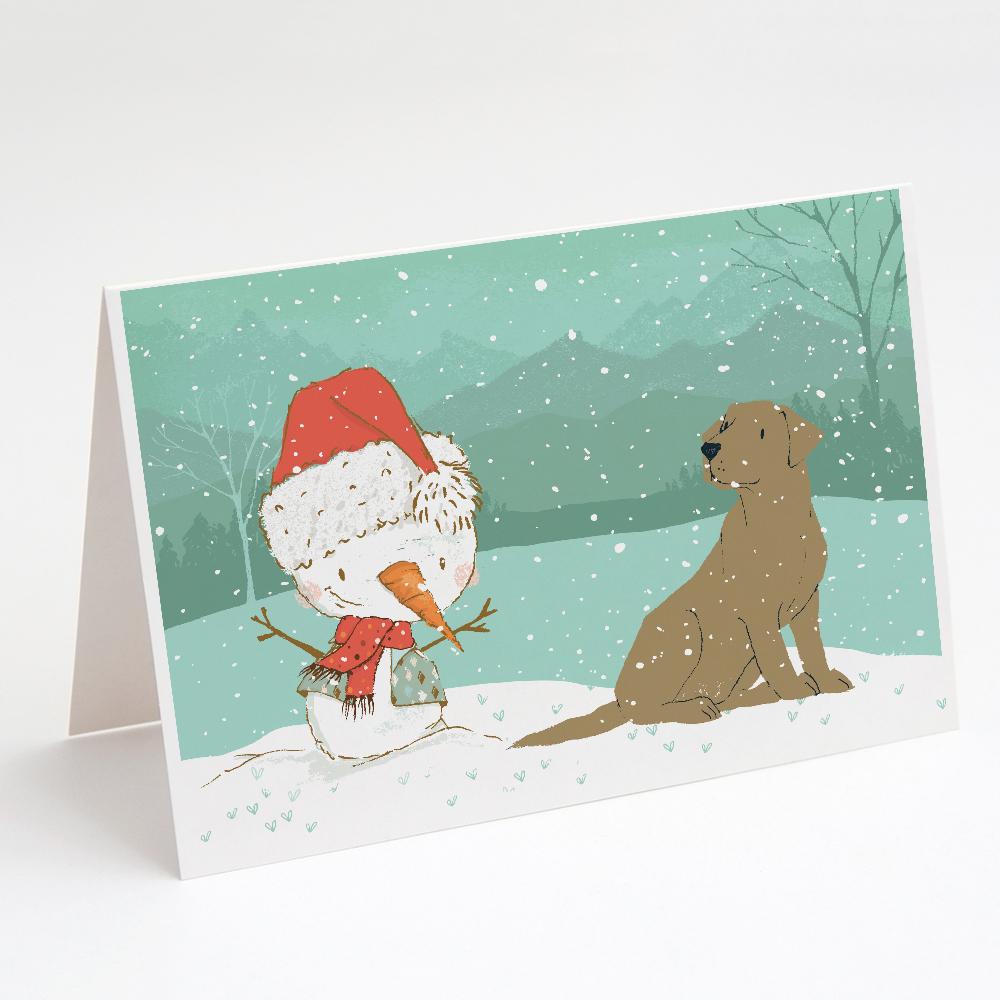 Buy this Chocolate Labrador Snowman Christmas Greeting Cards and Envelopes Pack of 8