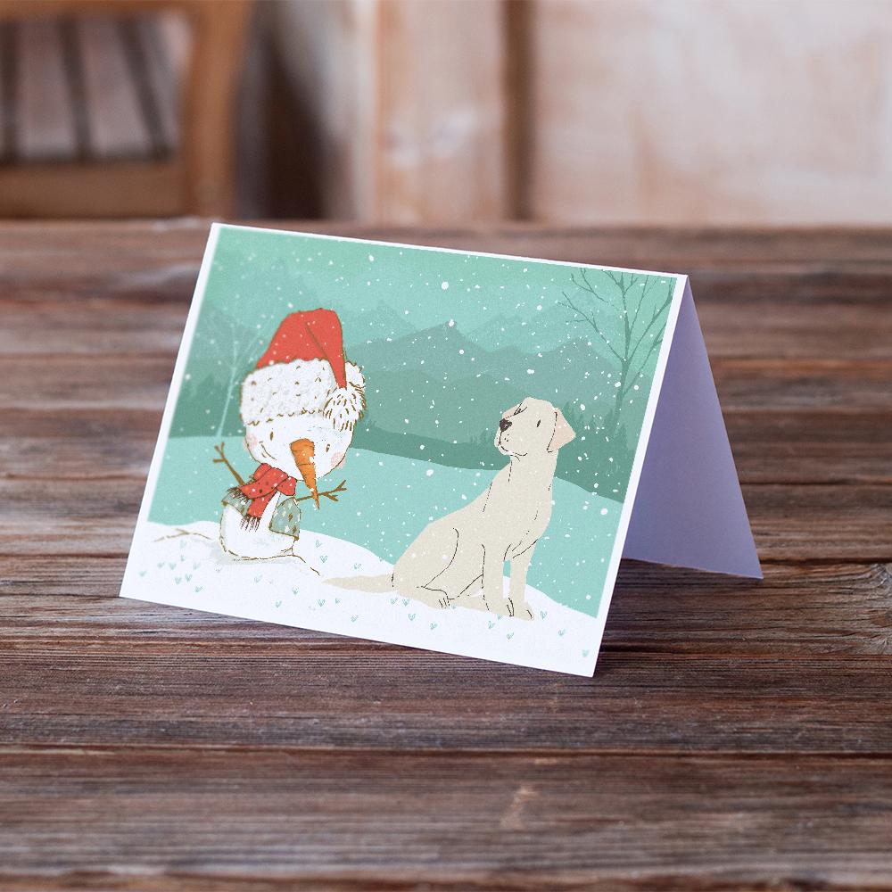 Yellow Labrador Snowman Christmas Greeting Cards and Envelopes Pack of 8 - the-store.com