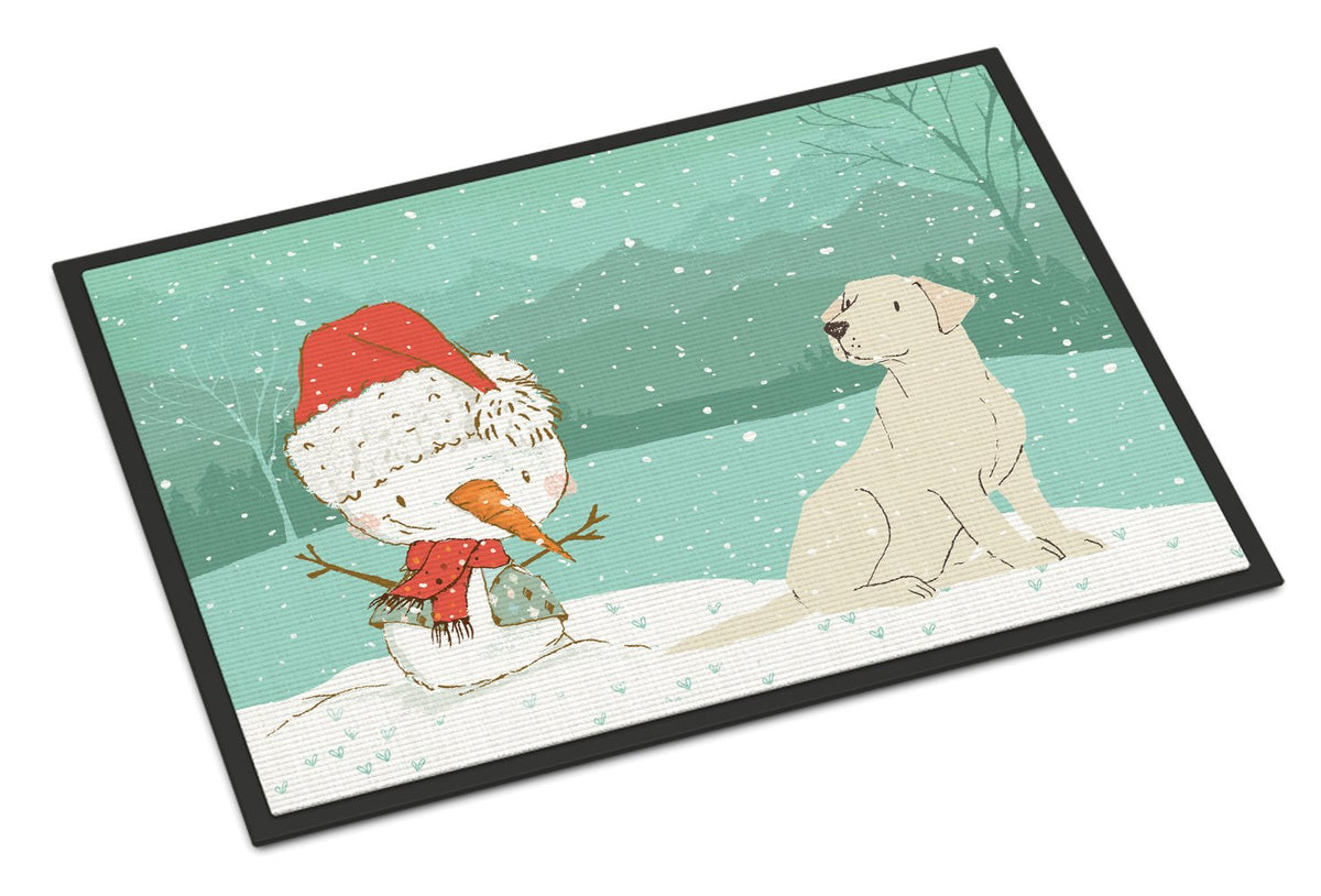 Yellow Labrador Snowman Christmas Indoor or Outdoor Mat 24x36 CK2049JMAT by Caroline&#39;s Treasures