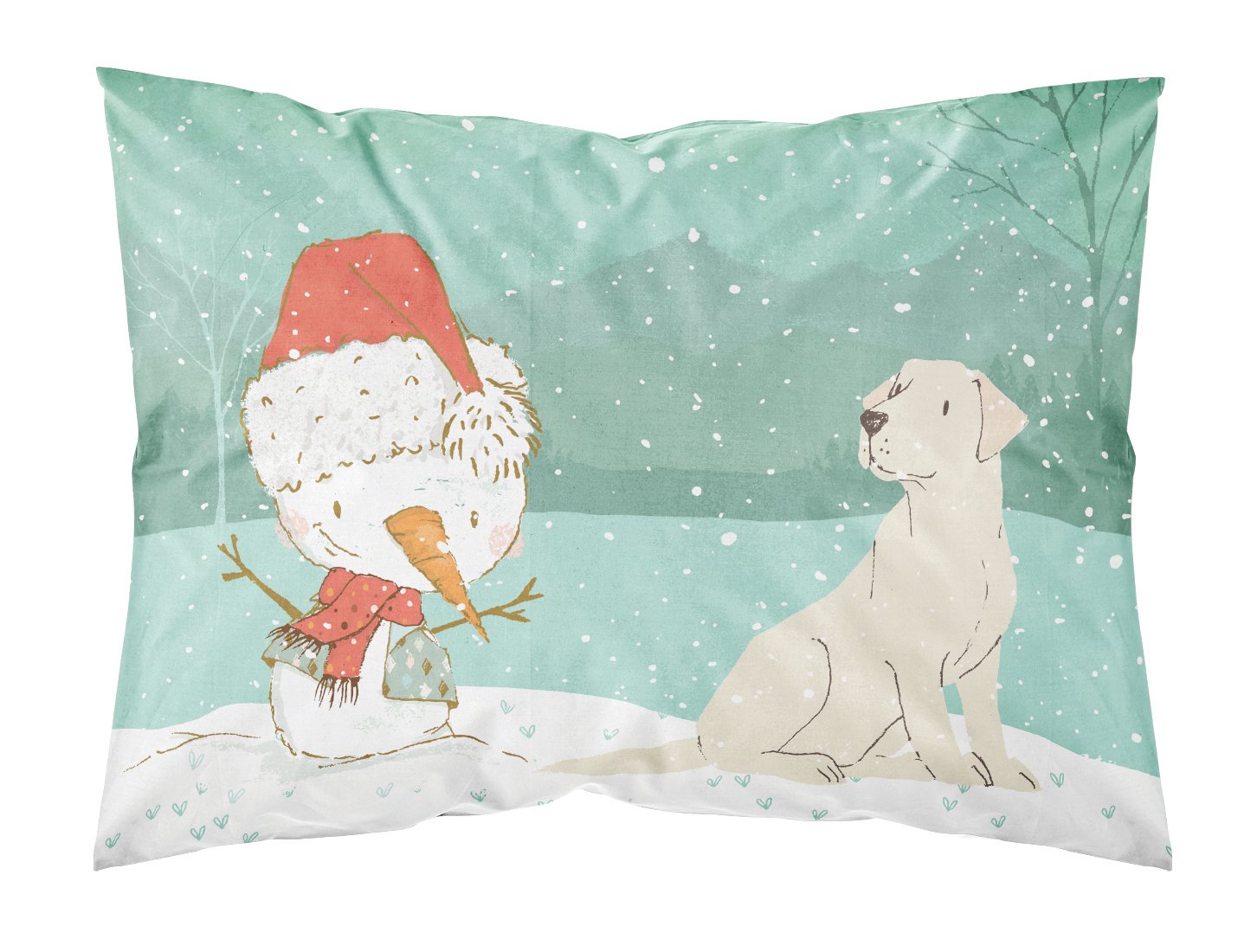 Yellow Labrador Snowman Christmas Fabric Standard Pillowcase CK2049PILLOWCASE by Caroline's Treasures