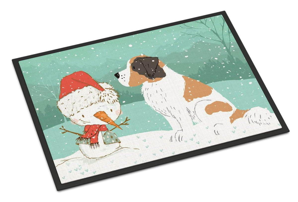 Saint Bernard Snowman Christmas Indoor or Outdoor Mat 24x36 CK2050JMAT by Caroline&#39;s Treasures