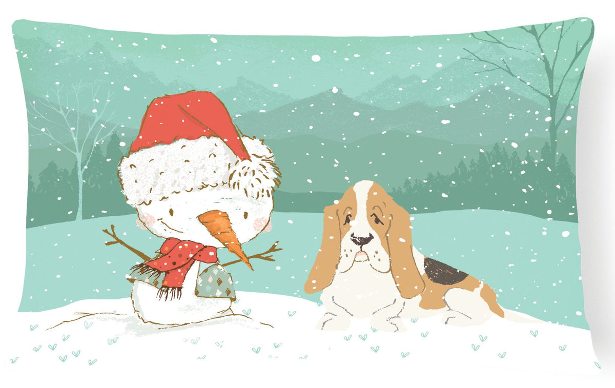 Basset Hound Snowman Christmas Canvas Fabric Decorative Pillow CK2051PW1216 by Caroline&#39;s Treasures