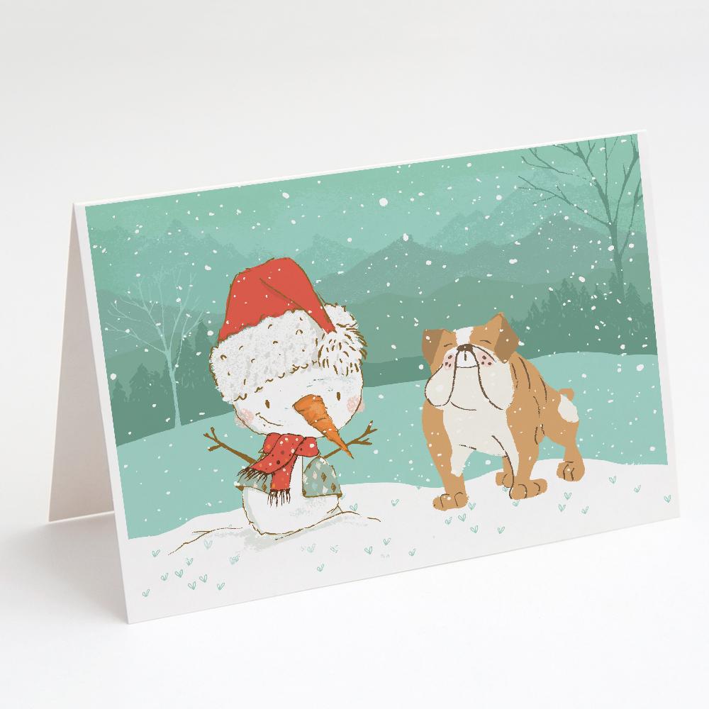 Buy this English Bulldog Snowman Christmas Greeting Cards and Envelopes Pack of 8