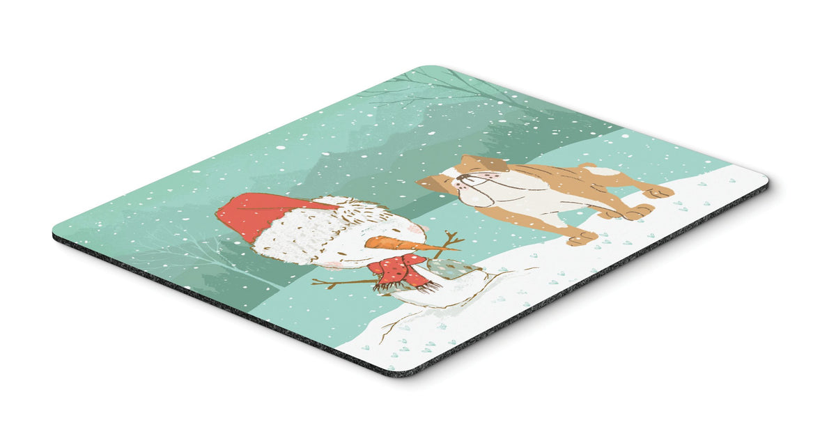 English Bulldog Snowman Christmas Mouse Pad, Hot Pad or Trivet CK2053MP by Caroline&#39;s Treasures