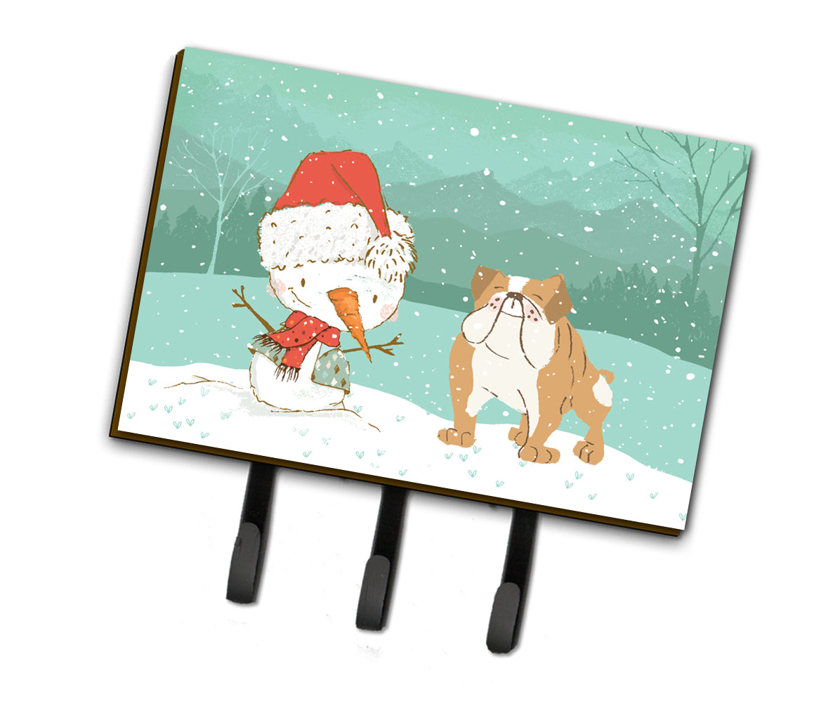 English Bulldog Snowman Christmas Leash or Key Holder CK2053TH68